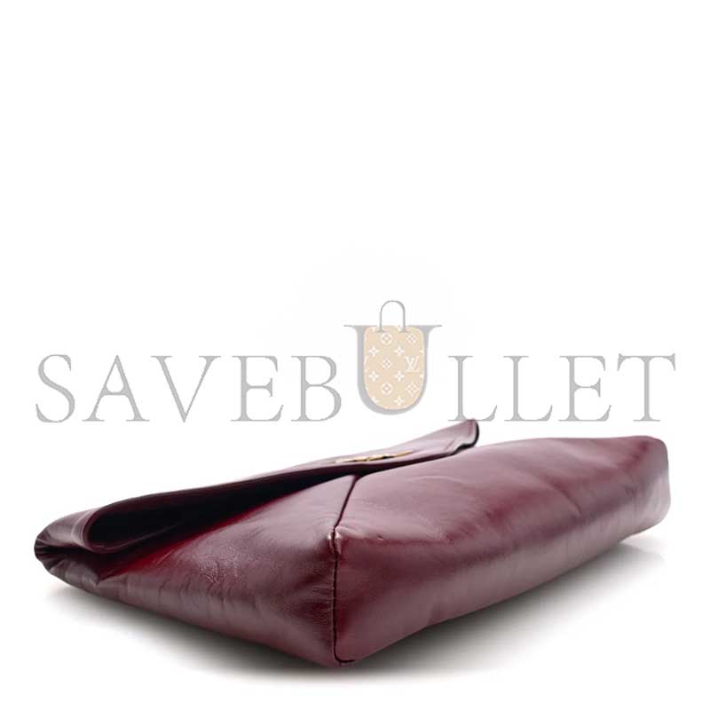 YSL LAMBSKIN CASSANDRE ENVELOPE POUCH DARK RUBY 769307 (29.5*18*4.5cm)